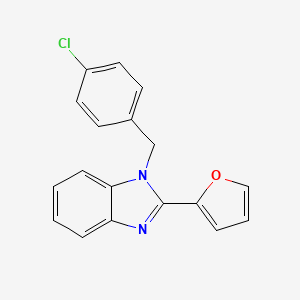 molecular formula C18H13ClN2O B2705023 1-[(4-Chlorophenyl)methyl]-2-(furan-2-yl)benzimidazole CAS No. 637754-38-2
