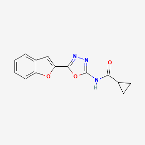 molecular formula C14H11N3O3 B2705024 N-(5-(苯并呋喃-2-基)-1,3,4-噁二唑-2-基)环丙烷甲酰胺 CAS No. 922099-38-5