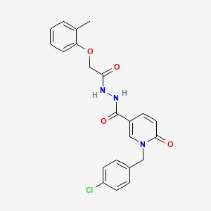 molecular formula C22H20ClN3O4 B2705027 1-(4-chlorobenzyl)-6-oxo-N'-(2-(o-tolyloxy)acetyl)-1,6-dihydropyridine-3-carbohydrazide CAS No. 1105243-92-2