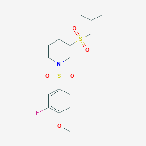molecular formula C16H24FNO5S2 B2705029 1-(3-氟-4-甲氧基苯磺酰)-3-(2-甲基丙烷磺酰)哌啶 CAS No. 2097918-58-4