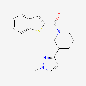 molecular formula C18H19N3OS B2705035 benzo[b]thiophen-2-yl(3-(1-methyl-1H-pyrazol-3-yl)piperidin-1-yl)methanone CAS No. 2034610-31-4