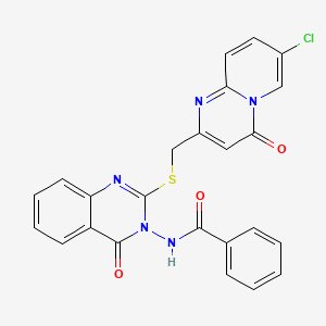 molecular formula C24H16ClN5O3S B2705041 N-[2-[(7-氯-4-氧代吡啶[1,2-a]嘧啶-2-基)甲基硫代]-4-氧代喹唑啉-3-基]苯甲酰胺 CAS No. 422278-39-5