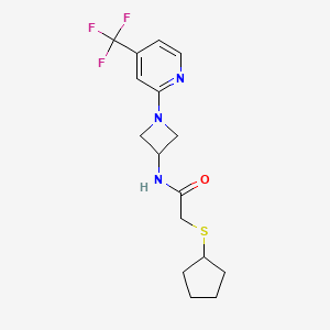molecular formula C16H20F3N3OS B2705045 2-Cyclopentylsulfanyl-N-[1-[4-(trifluoromethyl)pyridin-2-yl]azetidin-3-yl]acetamide CAS No. 2415532-24-8