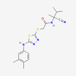 N-(2-cyano-3-methylbutan-2-yl)-2-[[5-(3,4-dimethylanilino)-1,3,4-thiadiazol-2-yl]sulfanyl]acetamide