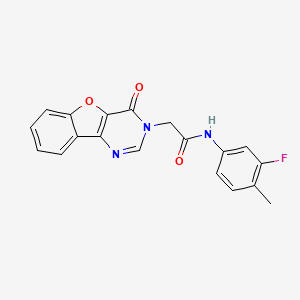 molecular formula C19H14FN3O3 B2705052 N-(3-氟-4-甲基苯基)-2-(4-氧代-[1]苯并呋喃[3,2-d]嘧啶-3-基)乙酰胺 CAS No. 850703-42-3