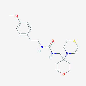 molecular formula C20H31N3O3S B2705056 1-[2-(4-Methoxyphenyl)ethyl]-3-[(4-thiomorpholin-4-yloxan-4-yl)methyl]urea CAS No. 2415586-82-0