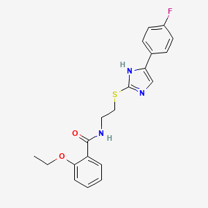 molecular formula C20H20FN3O2S B2705059 2-乙氧基-N-(2-((5-(4-氟苯基)-1H-咪唑-2-基)硫)乙基)苯甲酰胺 CAS No. 897455-75-3