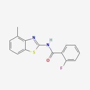 molecular formula C15H11FN2OS B2705061 2-fluoro-N-(4-methyl-1,3-benzothiazol-2-yl)benzamide CAS No. 313528-61-9