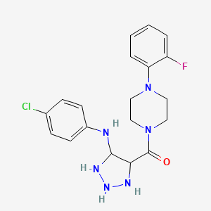 molecular formula C19H18ClFN6O B2705064 N-(4-chlorophenyl)-4-[4-(2-fluorophenyl)piperazine-1-carbonyl]-1H-1,2,3-triazol-5-amine CAS No. 1291842-86-8
