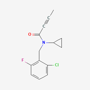 molecular formula C14H13ClFNO B2705066 N-[(2-Chloro-6-fluorophenyl)methyl]-N-cyclopropylbut-2-ynamide CAS No. 2411264-89-4