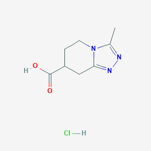 molecular formula C8H12ClN3O2 B2705074 3-Methyl-5,6,7,8-tetrahydro-[1,2,4]triazolo[4,3-a]pyridine-7-carboxylic acid;hydrochloride CAS No. 2460755-97-7
