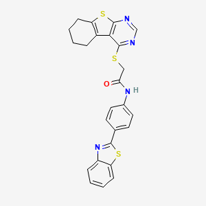 N-[4-(1,3-benzothiazol-2-yl)phenyl]-2-(5,6,7,8-tetrahydro-[1]benzothiolo[2,3-d]pyrimidin-4-ylsulfanyl)acetamide