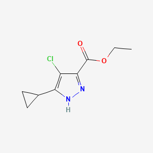 molecular formula C9H11ClN2O2 B2705080 ethyl 4-chloro-3-cyclopropyl-1H-pyrazole-5-carboxylate CAS No. 1310350-97-0