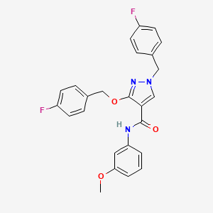 molecular formula C25H21F2N3O3 B2705086 1-(4-fluorobenzyl)-3-((4-fluorobenzyl)oxy)-N-(3-methoxyphenyl)-1H-pyrazole-4-carboxamide CAS No. 1014091-63-4