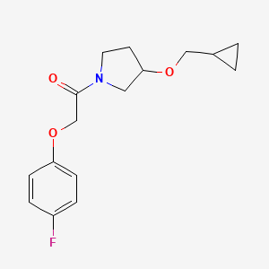 molecular formula C16H20FNO3 B2705089 1-(3-(Cyclopropylmethoxy)pyrrolidin-1-yl)-2-(4-fluorophenoxy)ethanone CAS No. 2034614-01-0