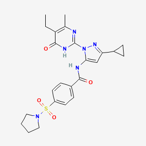 N-(3-cyclopropyl-1-(5-ethyl-4-methyl-6-oxo-1,6-dihydropyrimidin-2-yl)-1H-pyrazol-5-yl)-4-(pyrrolidin-1-ylsulfonyl)benzamide