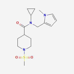 molecular formula C16H25N3O3S B2705103 N-cyclopropyl-N-((1-methyl-1H-pyrrol-2-yl)methyl)-1-(methylsulfonyl)piperidine-4-carboxamide CAS No. 1286719-59-2