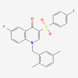 molecular formula C24H19F2NO3S B2705104 1-[(2,5-Dimethylphenyl)methyl]-6-fluoro-3-(4-fluorophenyl)sulfonylquinolin-4-one CAS No. 866811-20-3