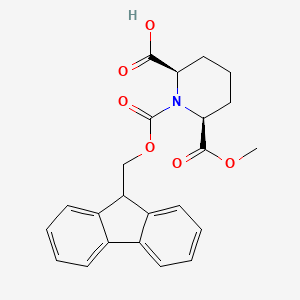 molecular formula C23H23NO6 B2705110 (2R,6S)-1-(9H-Fluoren-9-ylmethoxycarbonyl)-6-methoxycarbonylpiperidine-2-carboxylic acid CAS No. 2550997-21-0