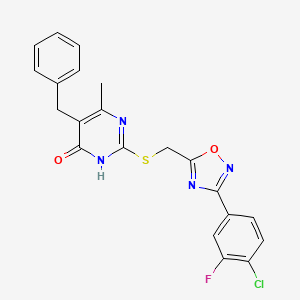 5-Benzyl-2-({[3-(4-chloro-3-fluorophenyl)-1,2,4-oxadiazol-5-yl]methyl}sulfanyl)-6-methyl-4-pyrimidinol