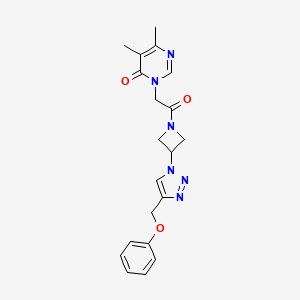 molecular formula C20H22N6O3 B2705123 5,6-dimethyl-3-(2-oxo-2-(3-(4-(phenoxymethyl)-1H-1,2,3-triazol-1-yl)azetidin-1-yl)ethyl)pyrimidin-4(3H)-one CAS No. 2034249-09-5