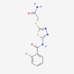 molecular formula C11H9ClN4O2S2 B2705128 N-[5-(2-氨基-2-氧代乙基)硫代-1,3,4-噻二唑-2-基]-2-氯苯甲酰胺 CAS No. 868976-68-5