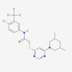 N-[4-Chloro-3-(trifluoromethyl)phenyl]-2-[6-(3,5-dimethylpiperidin-1-yl)pyrimidin-4-yl]sulfanylacetamide