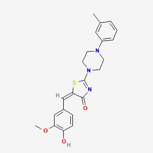 molecular formula C22H23N3O3S B2705137 (E)-5-(4-羟基-3-甲氧基苯甲亚甲基)-2-(4-(间甲苯)哌嗪-1-基)噻唑-4(5H)-酮 CAS No. 578756-99-7