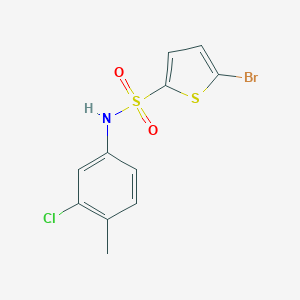 molecular formula C11H9BrClNO2S2 B270514 5-bromo-N-(3-chloro-4-methylphenyl)-2-thiophenesulfonamide 
