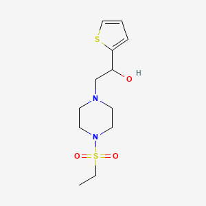 molecular formula C12H20N2O3S2 B2705142 2-(4-(Ethylsulfonyl)piperazin-1-yl)-1-(thiophen-2-yl)ethanol CAS No. 1396678-09-3