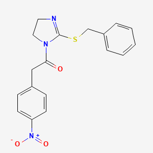 molecular formula C18H17N3O3S B2705145 1-(2-(苄基硫代)-4,5-二氢-1H-咪唑-1-基)-2-(4-硝基苯基)乙酮 CAS No. 851864-44-3