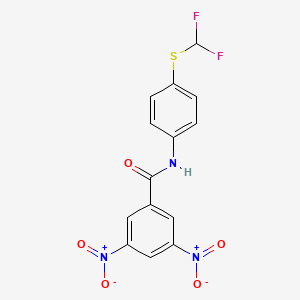 molecular formula C14H9F2N3O5S B2705154 N-(4-((difluoromethyl)thio)phenyl)-3,5-dinitrobenzamide CAS No. 301235-09-6