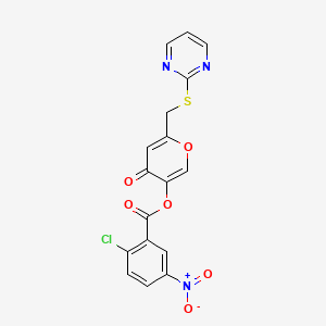 4-oxo-6-((pyrimidin-2-ylthio)methyl)-4H-pyran-3-yl 2-chloro-5-nitrobenzoate