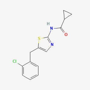 molecular formula C14H13ClN2OS B2705182 N-[5-(2-氯苯甲基)-1,3-噻唑-2-基]环丙烷甲酰胺 CAS No. 848461-95-0