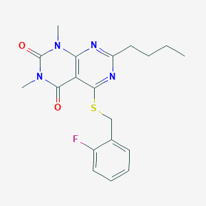 7-Butyl-5-[(2-fluorophenyl)methylsulfanyl]-1,3-dimethylpyrimido[4,5-d]pyrimidine-2,4-dione