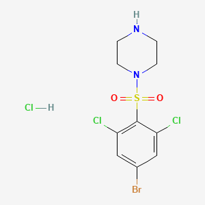 molecular formula C10H12BrCl3N2O2S B2705186 1-[(4-溴-2,6-二氯苯基)磺酰]哌嗪；盐酸盐 CAS No. 1172362-33-2