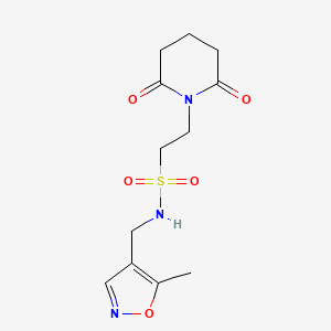 molecular formula C12H17N3O5S B2705187 2-(2,6-dioxopiperidin-1-yl)-N-((5-methylisoxazol-4-yl)methyl)ethanesulfonamide CAS No. 2034404-75-4