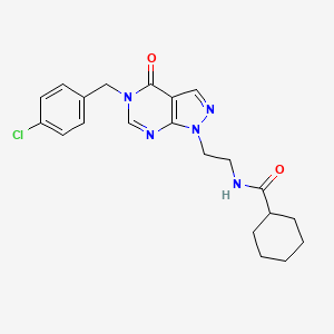 molecular formula C21H24ClN5O2 B2705198 N-(2-(5-(4-chlorobenzyl)-4-oxo-4,5-dihydro-1H-pyrazolo[3,4-d]pyrimidin-1-yl)ethyl)cyclohexanecarboxamide CAS No. 921911-85-5