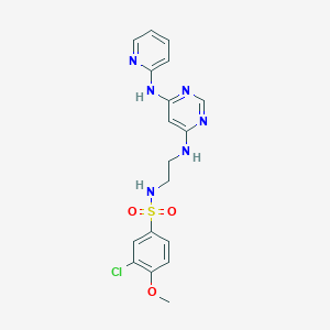 molecular formula C18H19ClN6O3S B2705209 3-氯-4-甲氧基-N-(2-((6-(吡啶-2-基氨基)嘧啶-4-基)氨基)乙基)苯磺酰胺 CAS No. 1421498-53-4