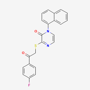 molecular formula C22H15FN2O2S B2705215 3-((2-(4-氟苯基)-2-氧代乙基)硫基)-1-(萘-1-基)吡嘧啶-2(1H)-酮 CAS No. 946270-28-6