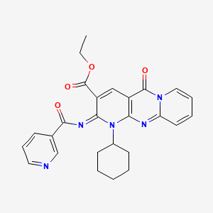 (E)-ethyl 1-cyclohexyl-2-(nicotinoylimino)-5-oxo-2,5-dihydro-1H-dipyrido[1,2-a:2',3'-d]pyrimidine-3-carboxylate