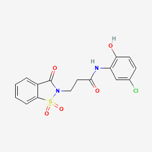 molecular formula C16H13ClN2O5S B2705231 N-(5-chloro-2-hydroxyphenyl)-3-(1,1-dioxido-3-oxobenzo[d]isothiazol-2(3H)-yl)propanamide CAS No. 899757-48-3