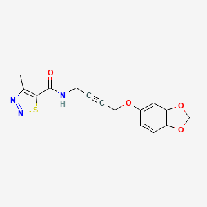 molecular formula C15H13N3O4S B2705234 N-(4-(benzo[d][1,3]dioxol-5-yloxy)but-2-yn-1-yl)-4-methyl-1,2,3-thiadiazole-5-carboxamide CAS No. 1448037-85-1