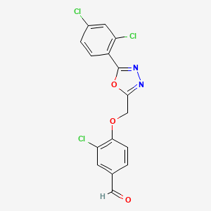 molecular formula C16H9Cl3N2O3 B2705236 3-Chloro-4-{[5-(2,4-dichlorophenyl)-1,3,4-oxadiazol-2-yl]methoxy}benzaldehyde CAS No. 1808407-27-3