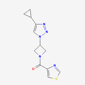 molecular formula C12H13N5OS B2705239 (3-(4-环丙基-1H-1,2,3-三唑-1-基)氮杂丁烷-1-基)(噻唑-4-基)甲酮 CAS No. 2097860-22-3