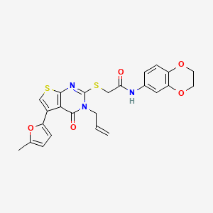 2-((3-allyl-5-(5-methylfuran-2-yl)-4-oxo-3,4-dihydrothieno[2,3-d]pyrimidin-2-yl)thio)-N-(2,3-dihydrobenzo[b][1,4]dioxin-6-yl)acetamide