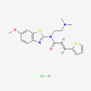 molecular formula C19H22ClN3O2S2 B2705244 (E)-N-(2-(dimethylamino)ethyl)-N-(6-methoxybenzo[d]thiazol-2-yl)-3-(thiophen-2-yl)acrylamide hydrochloride CAS No. 1052531-75-5