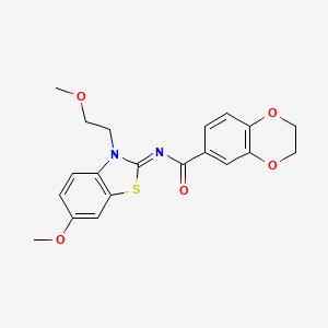 molecular formula C20H20N2O5S B2705256 (Z)-N-(6-甲氧基-3-(2-甲氧基乙基)苯并[d]噻唑-2(3H)-基亚甲基)-2,3-二氢苯并[b][1,4]二噁杂环-6-羧酰胺 CAS No. 865161-53-1