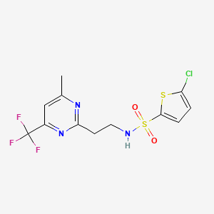 molecular formula C12H11ClF3N3O2S2 B2705266 5-chloro-N-(2-(4-methyl-6-(trifluoromethyl)pyrimidin-2-yl)ethyl)thiophene-2-sulfonamide CAS No. 1421585-36-5