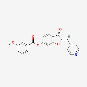 molecular formula C22H15NO5 B2705268 (Z)-3-oxo-2-(pyridin-4-ylmethylene)-2,3-dihydrobenzofuran-6-yl 3-methoxybenzoate CAS No. 622789-17-7